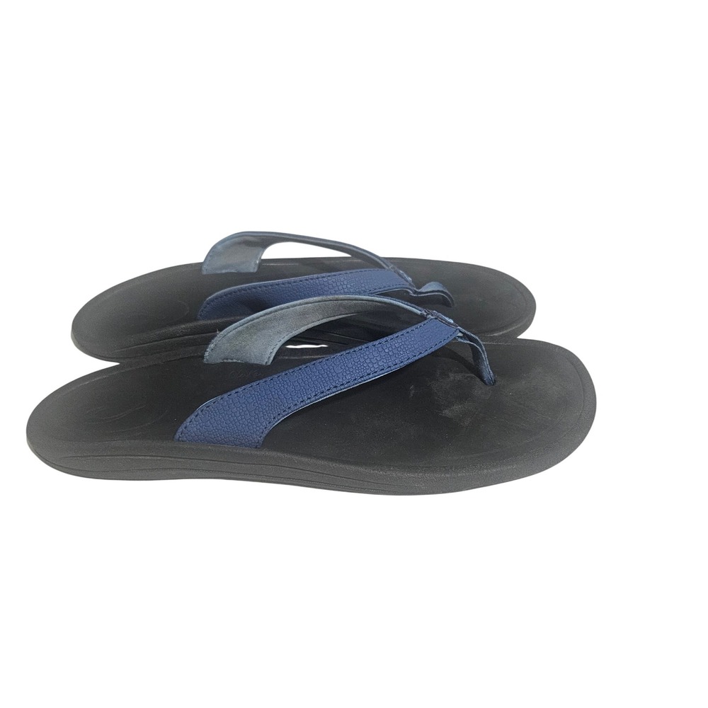OluKai Kulapa Kai Womens Flip Flops Blue Black Sandals 20198-444V Size 8